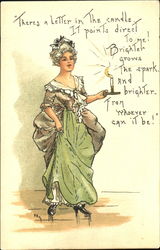 Woman with Candle Postcard