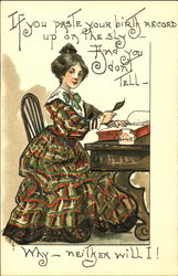 Woman Writing Postcard