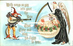 Father Time & Jester Postcard