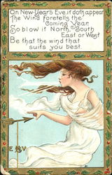 New Year's Eve Wind H.B. Griggs (HBG) Postcard Postcard