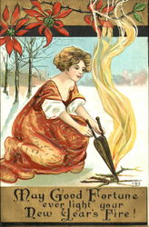 New Years Fire Postcard