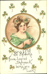 May St. Patrick's Four-Leaved Shamrock Bring You Luck! Postcard