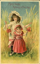 Many Happy Returns Of The Day Girls Postcard Postcard