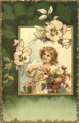 Girl with Flowers Postcard