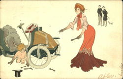 Art Nouveau Auto Repairs Postcard