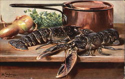 Lobster Still Life Artist Signed Postcard Postcard