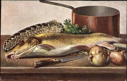 Still Life - Fish Artist Signed Postcard Postcard