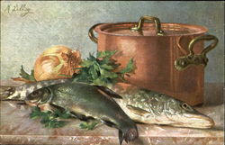 Still Life - Fish Artist Signed Postcard Postcard