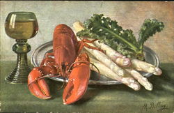 Still Life - Lobster Artist Signed Postcard Postcard