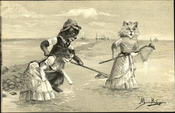 Cats Fishing Postcard