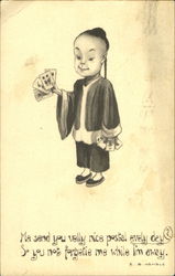 Chinese Boy with Postcards Postcard