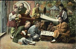 Chinese Gentlemen Playing At Flute Asian Postcard Postcard