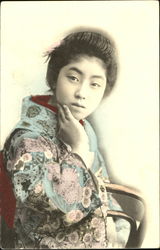 Japanese Woman - Hand Colored Asian Postcard Postcard