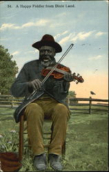 A Happy Fiddler From Dixie Land Postcard