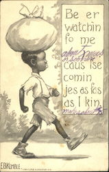 Boy with Bag on Head Postcard