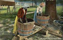 Wash Day In Dixie Land Postcard