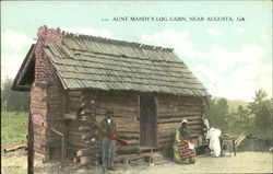 Aunt Mandy's Log Cabin Augusta, GA Black Americana Postcard Postcard