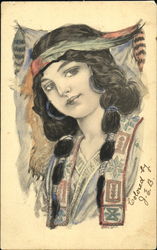 Indian Maiden Native Americana Postcard Postcard