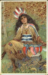 Love Thoughts For My Valentine Native Americana Postcard Postcard