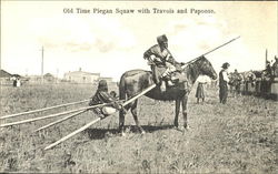 Old Time Piegan Squaw With Travois And Papoose Postcard