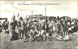 Chief Running Wolf And Party Of Blackfoot Braves Postcard