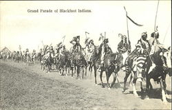 Grand Parade Of Blackfoot Indians Postcard