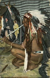 Wolf Crow Indian Chief Native Americana Postcard Postcard