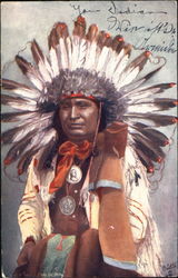 Chief Hollow Horn Native Americana Postcard Postcard