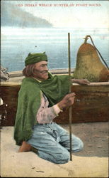 Old Indian Whale Hunter Of Puget Sound Native Americana Postcard Postcard