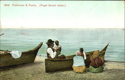 Fisherman & Family Postcard