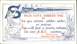 Stop! Our City Greets You Social History Postcard Postcard