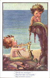 Baby Mermaids Fantasy Postcard Postcard