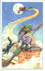 Witches on Brooms Postcard