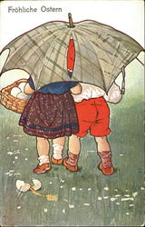 Frohliche Ostern Children Postcard Postcard