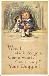 A Boy with A Dog Boys Postcard Postcard