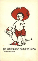 He Won't Come Home With Me Boys Postcard Postcard