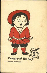 Beware Of The Dog Girls Postcard Postcard