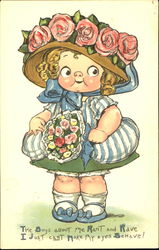 a little girl all dolled up in her best sunday dress Postcard