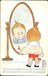 Little Boy Looking at Himself in a Mirror Postcard