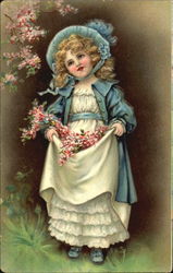 Young Girl in Blue Dress Postcard