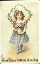 Many Happy Returns Of The Day Girls Postcard Postcard