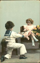 Her First Proposal Children Postcard Postcard