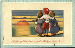 A Merry Christmas And A Happy New Year Children Postcard Postcard