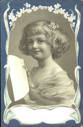 Pretty girl holding paper Postcard