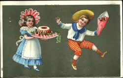 The children with cake and candy Postcard