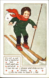 Little boy skiing in the snow Postcard Postcard