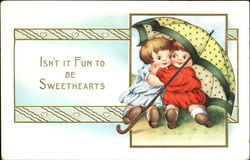 Isn't It Fun To Be Sweethearts Girls Postcard Postcard