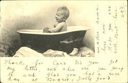 Baby Taking a Bath Babies Postcard Postcard