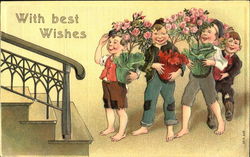 With Best Wishes Boys Postcard Postcard