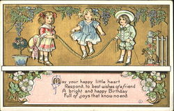 Three Little Girls Jumping Rope Postcard